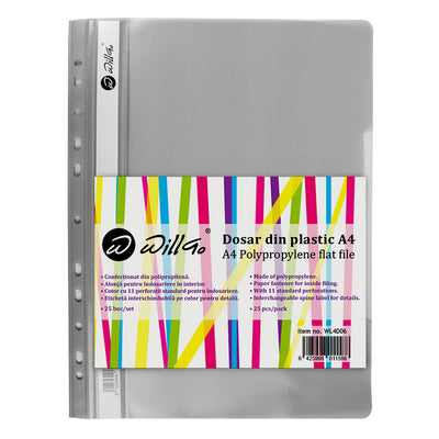 Dosar Din Plastic Cu Sina Si 11 Perforatii Willgo Gri