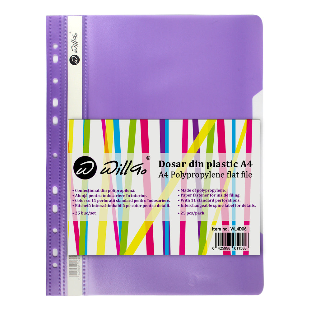 Dosar din plastic cu sina si 11 perforatii Willgo mov