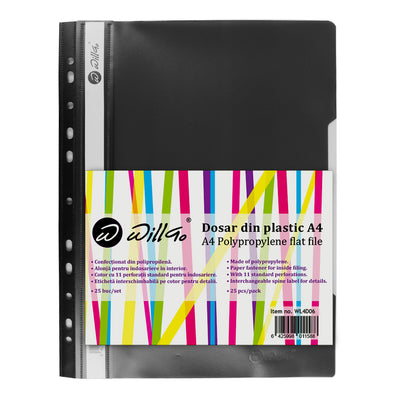 Dosar Din Plastic Cu Sina Si 11 Perforatii Willgo Negru