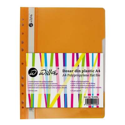Dosar Din Plastic Cu Sina Si 11 Perforatii Willgo Portocaliu