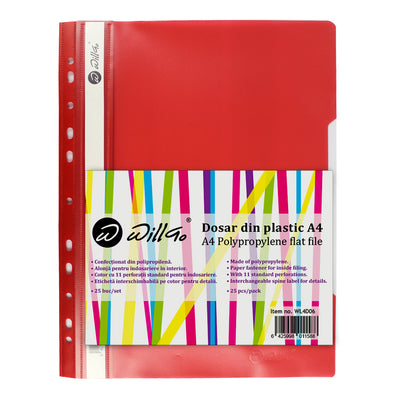 Dosar Din Plastic Cu Sina Si 11 Perforatii Willgo Rosu