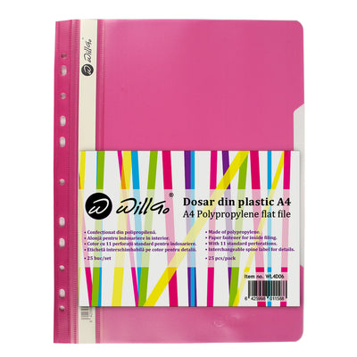 Dosar Din Plastic Cu Sina Si 11 Perforatii Willgo Roz