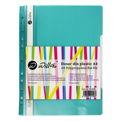 Dosar Din Plastic Cu Sina Si 11 Perforatii Willgo Turcoaz