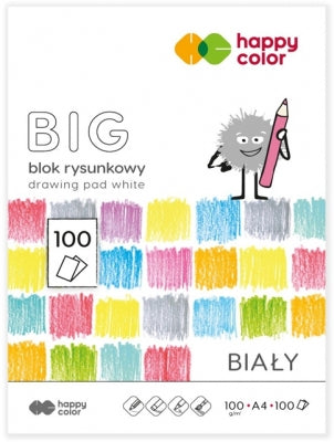 Bloc De Desen Alb Big, A4, 100G, 100 Coli, Happy Color