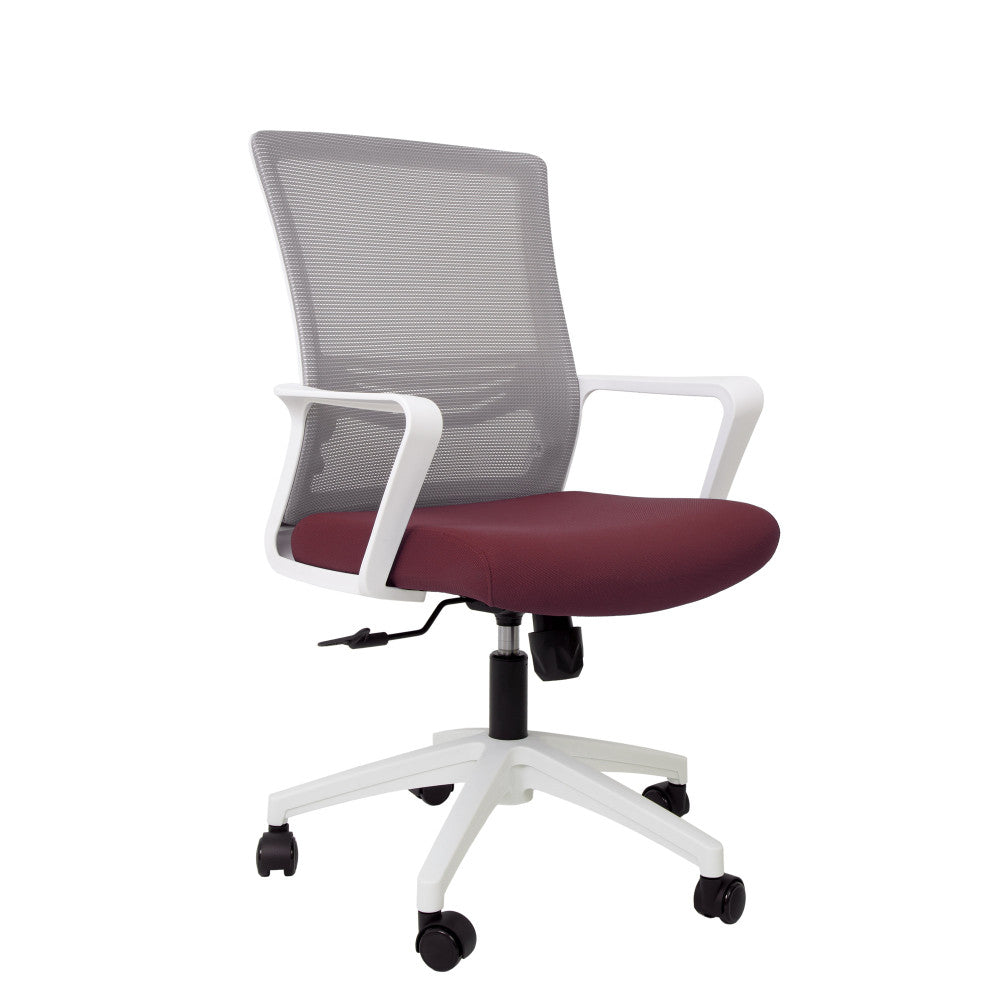 Scaun de birou mesh PARIS A - gri deschis/visiniu