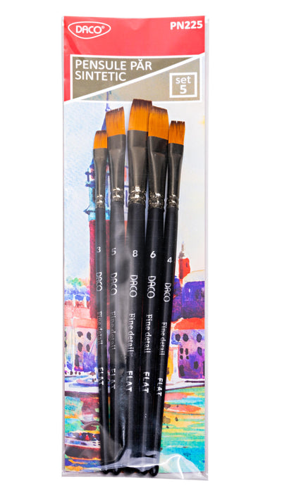 Pensule Set 5 Par Sintetic Drept Daco Pn225