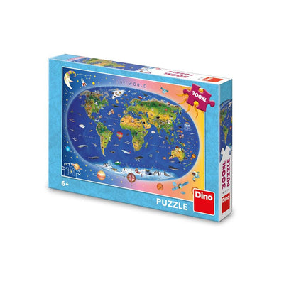 Puzzle 300 Piese, Harta Lumii - Dino Toys