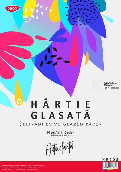 Hartie Glasata Autocolanta 24X34Cm 10 File/Set Daco