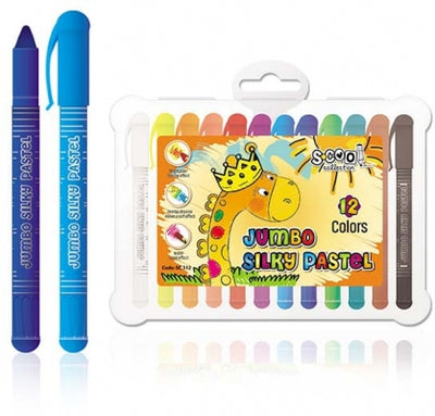 Creioane Pastel Jumbo, Lavabile, 12 Culori/Set S-Cool