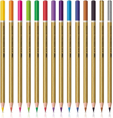 Creioane Colorate 12 Culori Intense + Auriu Si Argintiu S-Cool