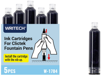 Set 5 Patroane Cerneala Pentru Stilou Retractabil Writech Albastru
