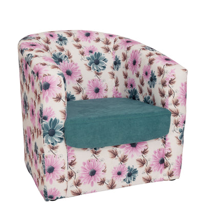 Fotoliu Tudor Stofa - Bicolor - Flori Turcoaz/Turcoaz Ck27/K12