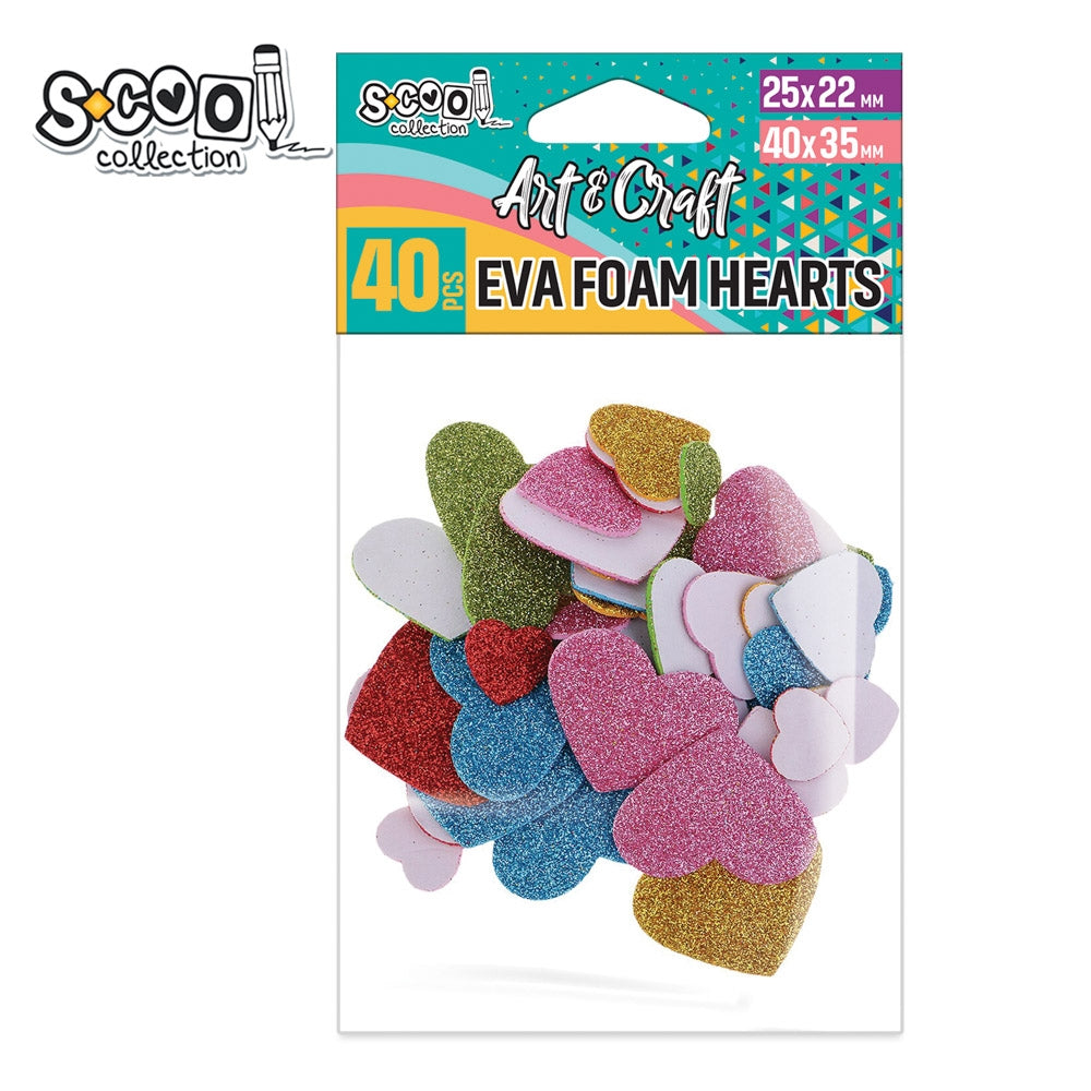 Accesorii Craft, Inimioare Spuma Eva, 40 Buc/Set - S-Cool