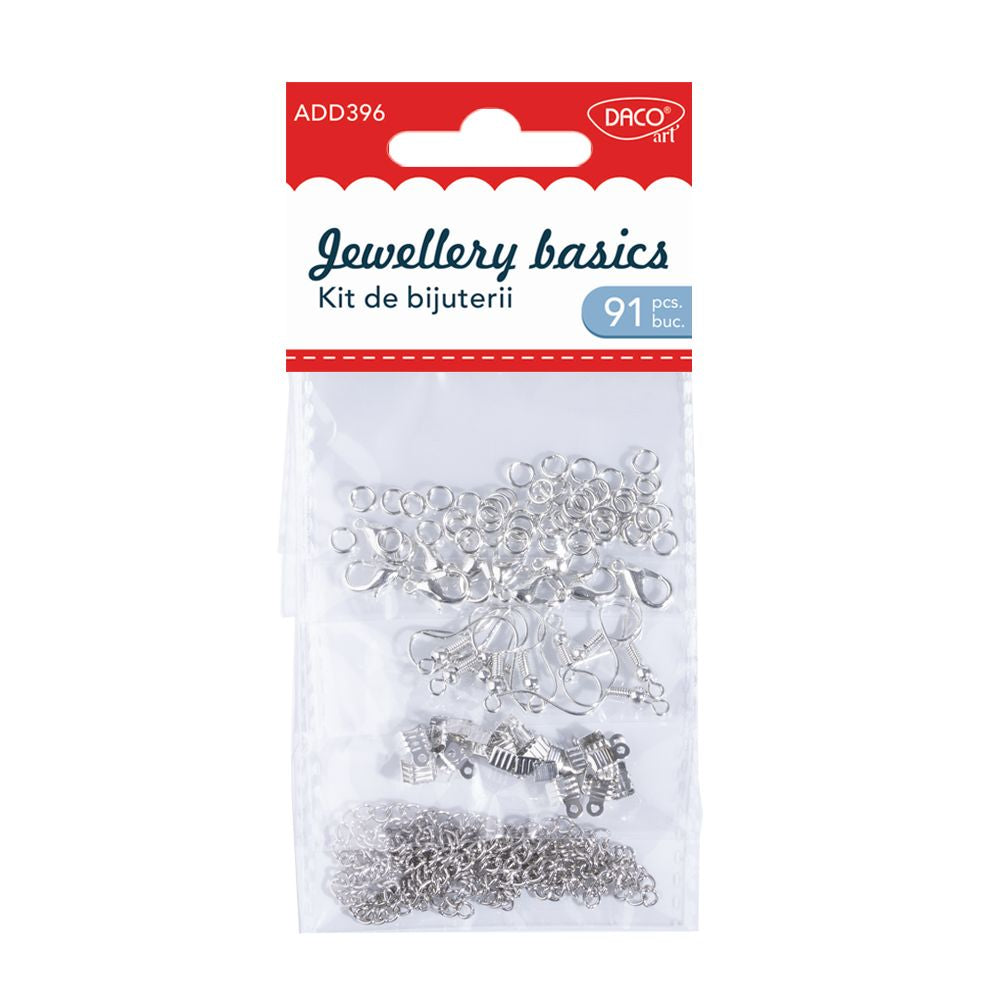 Set accesorii craft kit de bijuterii DACOart AD396 cu 91 de piese din metal pentru creatori handmade.