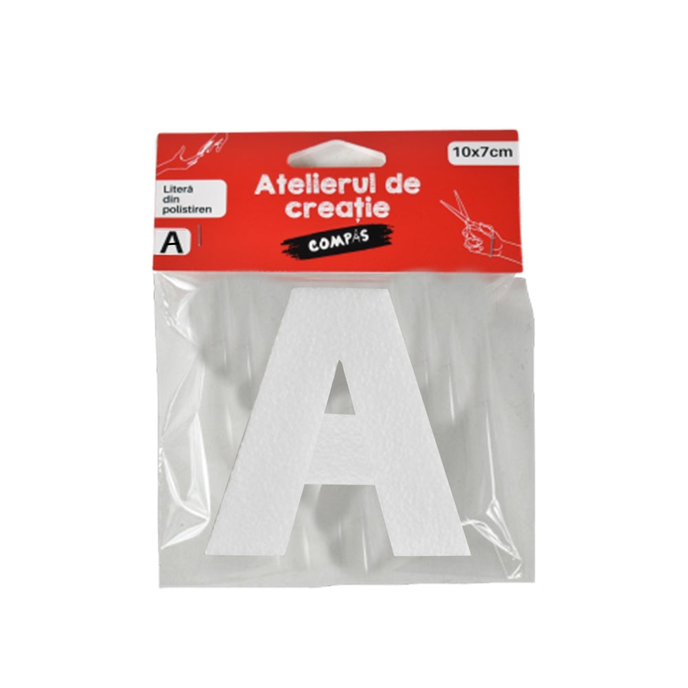 Accesorii craft, litera A polistiren, 10 cm - COMPAS