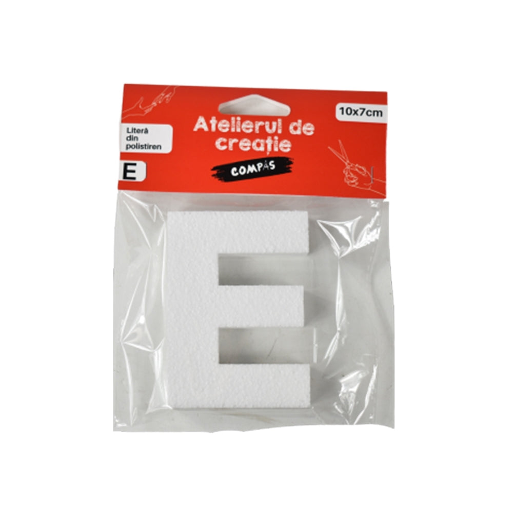 Accesorii craft, litera E polistiren, 10 cm - COMPAS