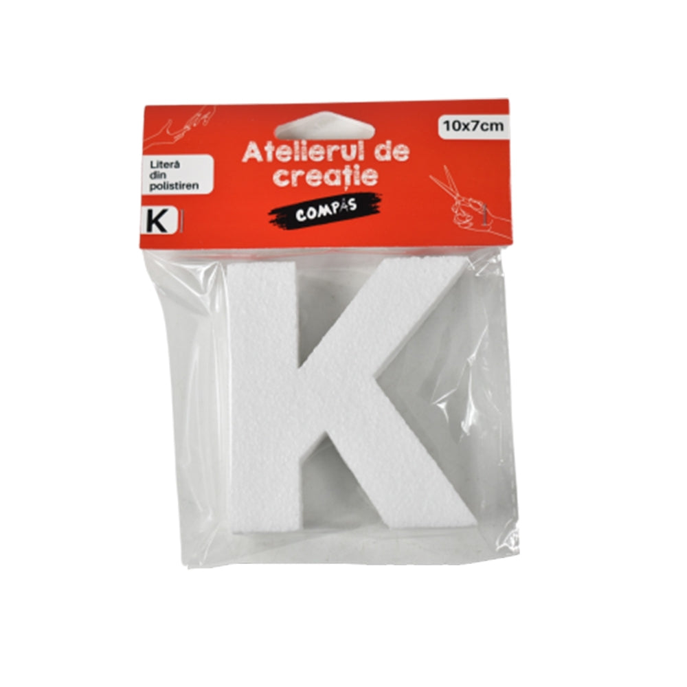 Accesorii craft, litera K polistiren, 10 cm - COMPAS