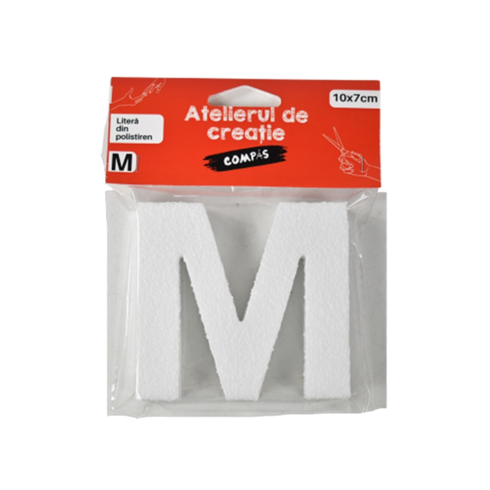 Accesorii craft, litera M polistiren, 10 cm - COMPAS