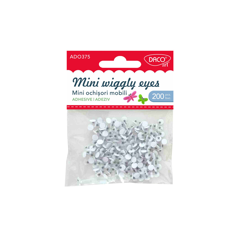 Set de 200 mini ochișori mobili decorativi din plastic autoadeziv, diametru 5 mm, brand DACO Art, cod AD375