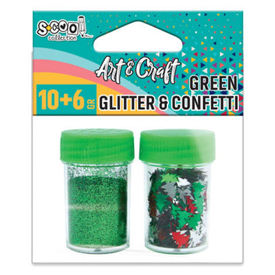 Accesorii Craft, Sclipici Verde Si Confetti Stelute, 8/10 Gr - S-Cool