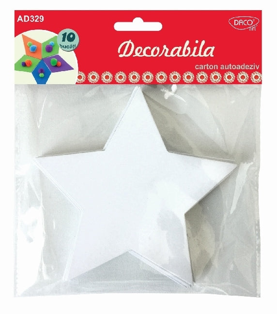 Set de 10 stele decorative din carton autoadeziv pentru personalizat prin pictură, desen sau colaj, dimensiune 13.4 cm, brand DACO Art, cod AD329