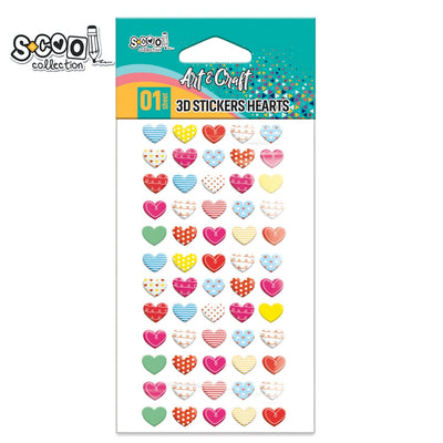 Accesorii Craft, Stickere 3D, Inimioare - S-Cool