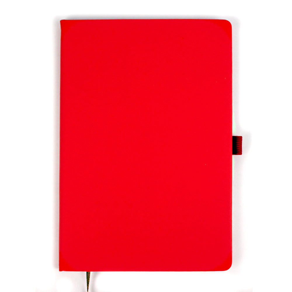Agenda A5, 80 file, cu coperti rigide si elastic, buzunar interior si suport pix - rosu
