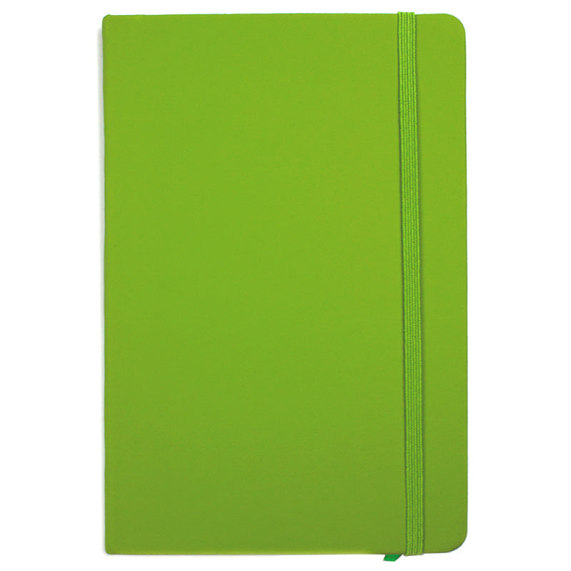 Agenda A5, 80 file, cu coperti rigide si elastic, buzunar interior si suport pix - verde