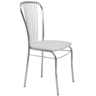 Scaun Arco - Cadru Cromat - Imitatie Piele Alb - 21894