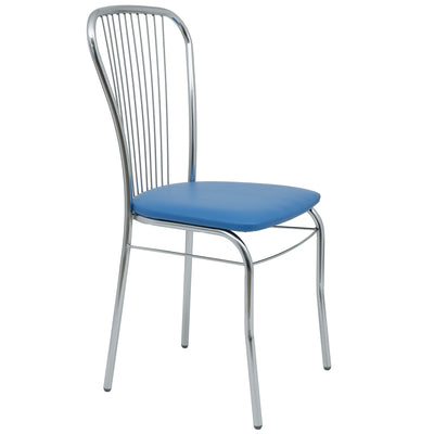 Scaun Arco - Cadru Cromat - Imitatie Piele Albastru - 21898