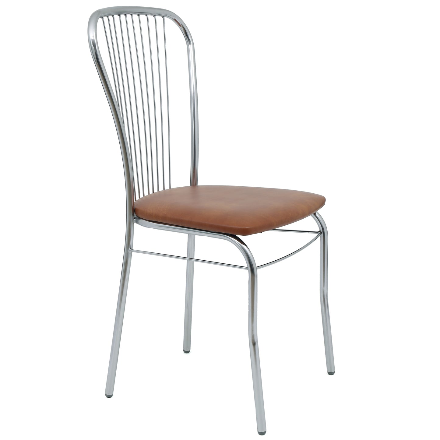 Scaun Arco - Cadru Cromat - Imitatie Piele Coniac - 8070