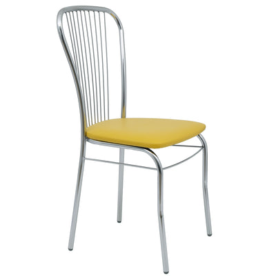 Scaun Arco - Cadru Cromat - Imitatie Piele Galben - 22168