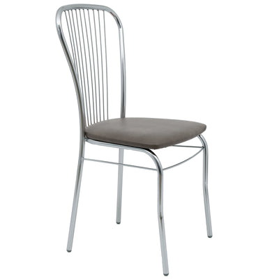 Scaun Arco - Cadru Cromat - Imitatie Piele Gri - 62019