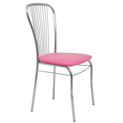 Scaun Arco - Cadru Cromat - Imitatie Piele Roz - 21896