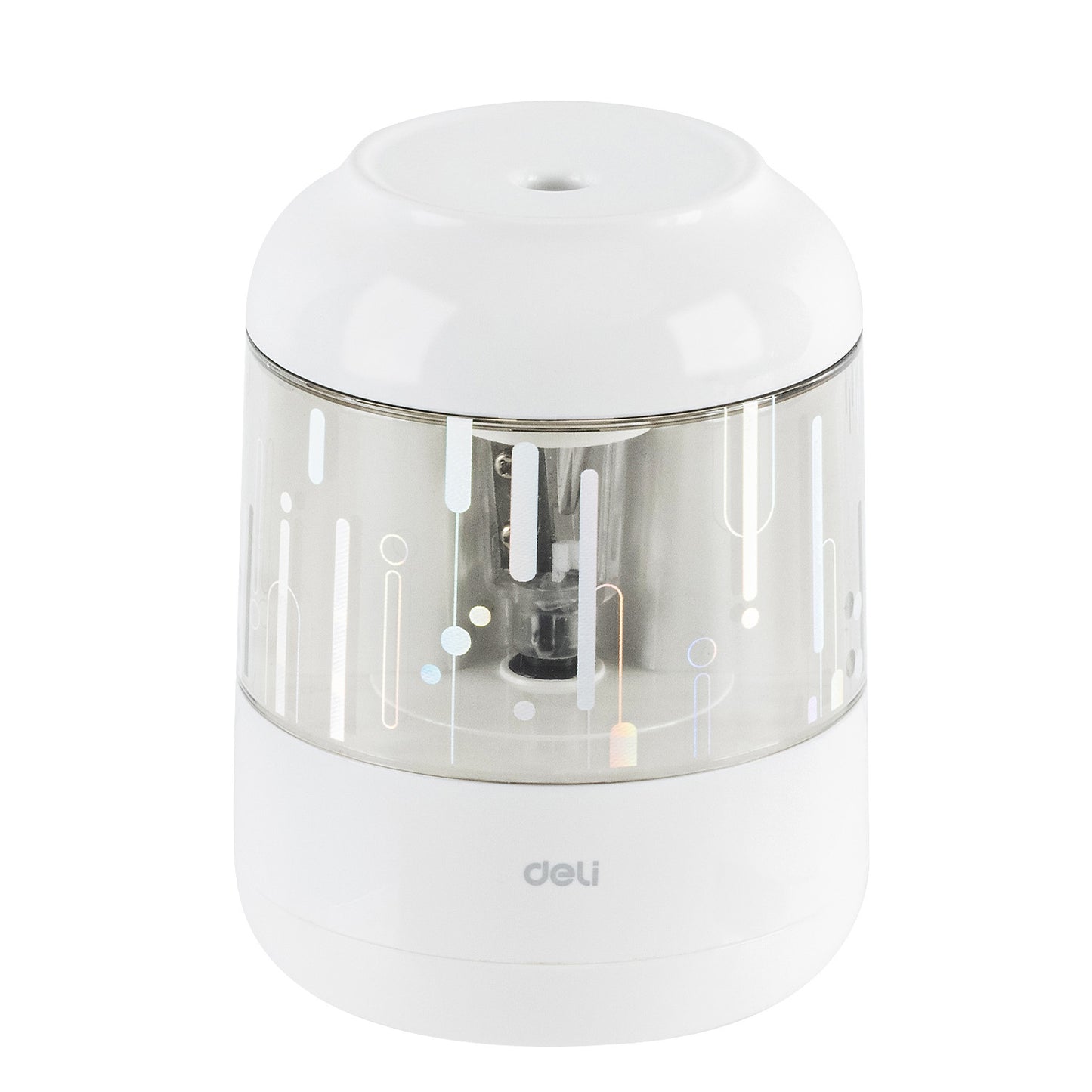Ascutitoare electrica Deli alba pentru creioane 6.9-8mm lama din otel tungsten alimentare baterii AA