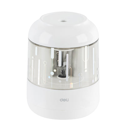 Ascutitoare electrica Deli alba pentru creioane 6.9-8mm lama din otel tungsten alimentare baterii AA