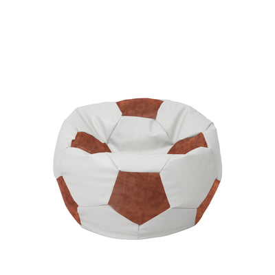 Fotoliu Puf Baby Ball - Imitatie Piele - Alb/Coniac