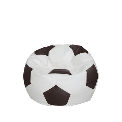 Fotoliu Puf Baby Ball - Imitatie Piele - Alb/Maro