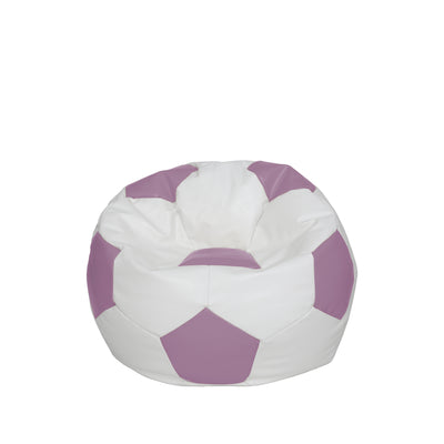 Fotoliu Puf Baby Ball - Imitatie Piele - Alb/Mov