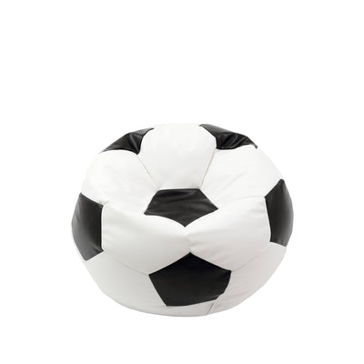 Fotoliu Puf Baby Ball - Imitatie Piele - Alb/Negru