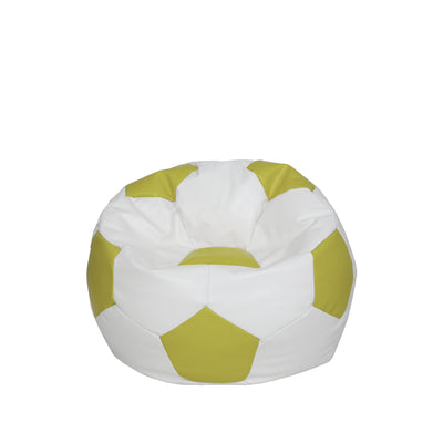 Fotoliu Puf Baby Ball - Imitatie Piele - Alb/Verde