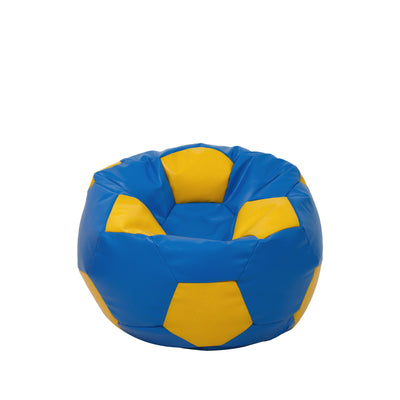 Fotoliu Puf Baby Ball - Imitatie Piele - Albastru/Galben