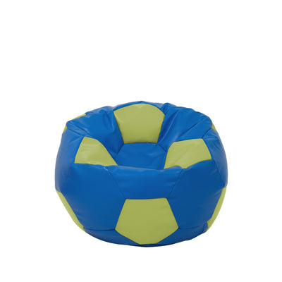 Fotoliu Puf Baby Ball - Imitatie Piele - Albastru/Verde