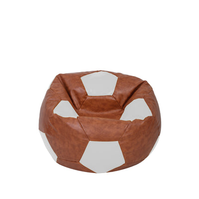 Fotoliu Puf Baby Ball - Imitatie Piele - Coniac/Alb