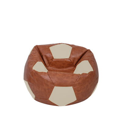 Fotoliu Puf Baby Ball - Imitatie Piele - Coniac/Crem