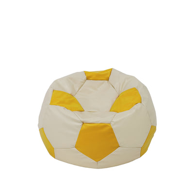 Fotoliu Puf Baby Ball - Imitatie Piele - Crem/Galben