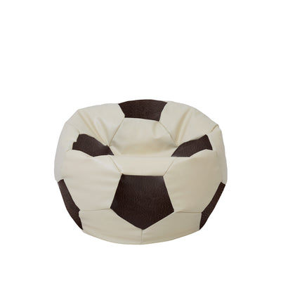 Fotoliu Puf Baby Ball - Imitatie Piele - Crem/Maro