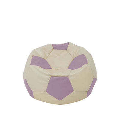 Fotoliu Puf Baby Ball - Imitatie Piele - Crem/Mov