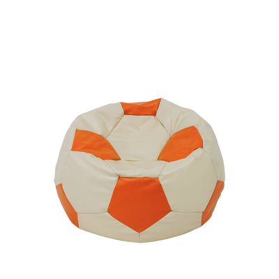 Fotoliu Puf Baby Ball - Imitatie Piele - Crem/Portocaliu