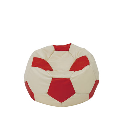 Fotoliu Puf Baby Ball - Imitatie Piele - Crem/Rosu